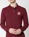 Shop Marvel Shield Full Sleeve Printed Pique Polo-Front