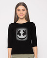 Shop Mask Of Marshmello Round Neck 3/4th Sleeve T-Shirt-Front