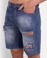 Shop Men's Blue Distressed Printed Shorts