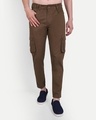 Shop Men's Brown Slim Fit Cargo Jeans-Front
