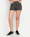 Shop Women's Olive Denim Denim Shorts-Front
