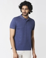 Shop Melange Navy Polo T-Shirt-Front