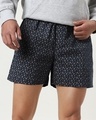 Shop Men's Blue All Over Self Design Printed Boxers-Front