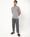 Shop Men's Grey All Over Printed Pyjamas-Full