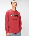 Shop Men's Red Angry Zip Graphic Printed Oversized T-shirt-Front