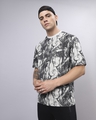 Shop Men's White & Black All Over Printed Oversized T-shirt-Front