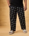 Shop Men's Black All Over Printed Plus Size Pyjamas-Front