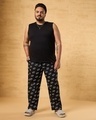 Shop Men's Black All Over Printed Plus Size Pyjamas-Full