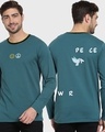 Shop Men's Green Peace Not War Typography Varsity T-shirt-Front