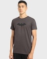 Shop Men's Grey Batman Logo Graphic Printed T-shirt-Front