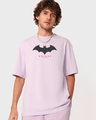 Shop Men's Purple Batman Logo Graphic Printed Oversized T-shirt-Front