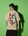 Shop Men's Brown Beast Within Graphic Printed Oversized T-shirt-Front
