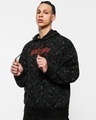 Shop Men's Black Snoopy AOP Oversized Hoodie-Front