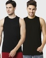 Shop Pack of 2 Men's Black Deep Armhole Oversized Vest-Front