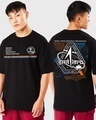 Shop Men's Black ISRO Logo Graphic Printed Oversized T-shirt-Front