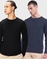 Shop Pack of 2 Men's Black & Navy Blue T-shirt-Front
