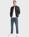 Shop Men's Black PU Jacket-Full