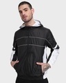 Shop Men's Black & White Color Block Windcheater Jacket-Front
