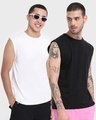 Shop Pack of 2 Men's Black & White Oversized Vest-Front