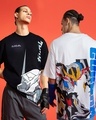 Shop Pack of 2 Men's Black & White Graphic Printed Oversized T-shirt-Front