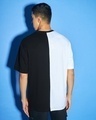 Shop Men's Black & White 2022 Color Block Super Loose Fit T-shirt-Design