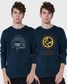 Shop Pack of 2 Men's Navy Blue Graphic Printed T-shirt-Front