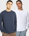 Shop Pack of 2 Men's Navy Blue & White Oversized T-shirt-Front
