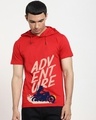 Shop Men Bold Red Cotton Hoodie T-shirt-Front
