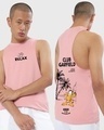Shop Men's Pink Do Nothing Club Graphic Printed Oversized Vest-Front