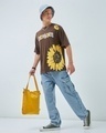 Shop Men's Brown Blossom Graphic Printed Oversized T-shirt