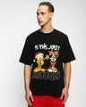 Shop Men's Black Jolly Enough Graphic Printed Oversized T-shirt-Front