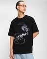 Shop Men's Black Merry High Metallic Graphic Printed Oversized T-shirt-Front
