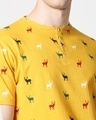 Shop Men Christmas Tree All Over Printed Half Sleeve Yellow T-Shirt
