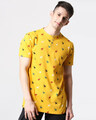 Shop Men Christmas Tree All Over Printed Half Sleeve Yellow T-Shirt-Front