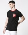 Shop Men Contrast Rib Printed Pocket Black T-shirt-Design