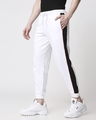 Shop Men Contrast Velcro Detailed Color Block White Joggers-Design