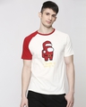 Shop Men Flock Printed Raglan Half Sleeve White T-shirt-Front