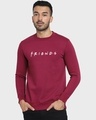 Shop Men's Red Friends Logo Typography Sweatshirt-Front