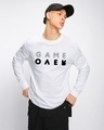 Shop Men's White Game Over Minimal Typography Oversized T-shirt-Front