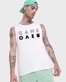 Shop Men's White Game Over Minimal Typography Vest-Front