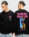 Shop Men's Black Game Over Graphic Printed Oversized T-shirt-Front