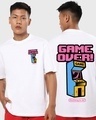 Shop Men's White Game Over Graphic Printed Oversized T-shirt-Front
