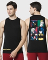 Shop Men's Black Gotham World Graphic Printed Oversized Vest-Front