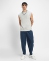 Shop Men Grey Boxy Fit Vest-Full