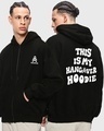 Shop Men's Black Hangover Typography Oversized Hoodie-Front