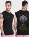Shop Men's Black Killmonger Graphic Printed Oversized Vest-Front