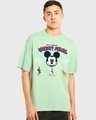 Shop Men's Green Mickey Crew Graphic Printed Oversized T-shirt-Front