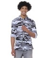 Shop Men Military Camouflage Casual Spread Shirt-Front
