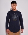 Shop Men's Navy Blue One With The Universe Graphic Printed Apple Cut T-shirt-Front
