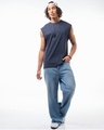 Shop Men's Blue Boxy Fit Vest-Full